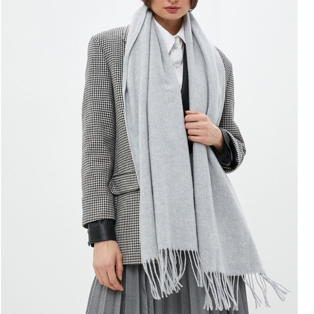 Topshop Grey Knit Fringe Scarf NEW